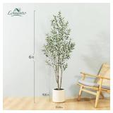 LOMANTO Artificial Olive Tree, Silk, Green