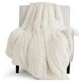Bedsure GentleSoft Fluffy Cream Throw Blanket Decorative Blankets for Bed Couch Sofa, Cream Decor Sherpa Fleece Soft Cozy Fuzzy Plush Thick Warm Faux Fur Decorations, Ivory Baby Girl Gifts, 50x60