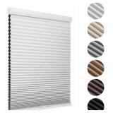MYshade Blackout Cordless Cellular Shades Honeycomb Shade for Indoor Windows Room Darkening Blinds for Home Office Pull Down Window Shades Easy to Install 30.5 inch Wide, H72 White Pleated Shade