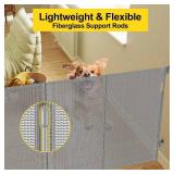 Reinforced 42 Tall x 100 Wide Retractable Baby Gates Extra Tall Dog Gate with Rods to Prevent Crawling Through, Pet Gate for Large Openings Extra Wide Mesh Baby Gate for Stairs, Gray