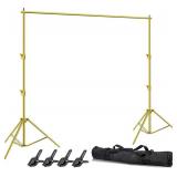 Photo Video Studio Backdrop Stand- Titanium Gold, 12(W) x 10(H) ft Heavy Duty Adjustable Photography Muslin Background Support System Kit with Carry Bag,4 Spring Clamps