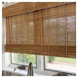 Retails for $104! Sunbox Cordless Bamboo Roman Shade Blind, Woven Wood Roman Shades, Light Filtering Natural Bamboo Shades for Windows, French Doors, 22.5" W x 64" H, Caramel Brown