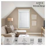 Lotus & Windoware Cordless, 2 Inch Faux Wood Blind, 35" Wide x 36" Long, Window Blinds, Blinds & Shades, Blinds for Indoor Windows, Embossed, Bright White