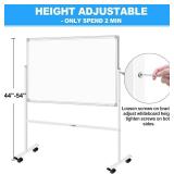 H-Qprobd Magnetic Dry Erase Board with Stand Double-Sided Mobile Whiteboard - 36"x24" Adjustable Height Rolling White Boards on Wheels for Kids & Adults