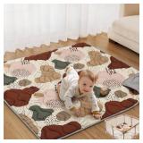Blissful Diary Baby Play Mats for Floor, 50x50 Crawling Mat for Playpen, Thicken Soft Padding Foam Playmats for Babies and Toddlers Infants, Foldable and Machine Washable, Boho Design