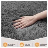 Zentavio Area Rugs for Living Room Grey Rugs for Bedroom 4x6 Carpet Fluffy Furry Soft Shag Aesthetic Plush High Pile Gray Throw Rug for Nursery Kids Room Dorm