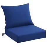 Outdoor Seat Cushion Set 24 x 24 x 4 Inch, Waterproof & Fade Resistant Patio Furniture Cushions with Removable Cover and Ties, Thick Deep Seating Pads for Outside Chair Sofa Couch, Blue