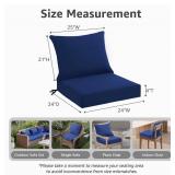 Outdoor Seat Cushion Set 24 x 24 x 4 Inch, Waterproof & Fade Resistant Patio Furniture Cushions with Removable Cover and Ties, Thick Deep Seating Pads for Outside Chair Sofa Couch, Blue