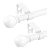 2 Pack White Curtain Rods 18 to 60 Inches(1.5-5 Feet),5/8 inch Splicing Drapery Rods, Small Curtain Rods Set, Size: 18