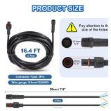 16.4Ft 4 Pin Extension Cable Wire, 2 Set 22AWG Waterproof IP67 Extension Cord with 7.87 Male Female Connector kit for Boat Car Truck Indoor/Outdoor Solar LED Strip Light, Black"