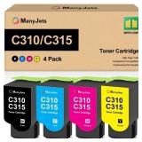 C310 C315 High-Yield Toner Cartridge 4-Pack Compatible for Xerox C310 C315 Replacement for 006R04356 006R04357 006R04358 006R04359 - Works with C310DNI C310DNIM C315DNI Printer(BK/C/M/Y).  BLACK MISSI