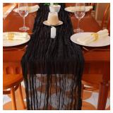 10 Ft Black Cheesecloth Table Runner, 120 inch Long Cheese Cloth Boho Gauze Runner for Wedding Bridal Baby Shower Birthday Holiday Party Sheer Halloween Table Decorations - Retail: $9