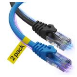 Cat 6 Ethernet Cable 6 Ft 2 Pack, Cat 6 Cable Outdoor&Indoor, High Speed 10Gbps Internet Network Cable, Cat6 Ethernet Patch Cable Long, Computer LAN Cable for Router, Modem, PS4/5 - Blue & Black - Ret
