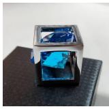 Car Rear View Mirror Charms, Sparkling Crystal Rhinestone Auto Cube Hanging Ornament for Decor, Automotive Bling Rearview Mirror Charm for Most Vehicles, Car Accessories (Blue) - Retail: $7