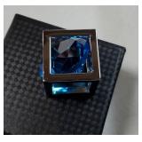 Car Rear View Mirror Charms, Sparkling Crystal Rhinestone Auto Cube Hanging Ornament for Decor, Automotive Bling Rearview Mirror Charm for Most Vehicles, Car Accessories (Blue) - Retail: $7