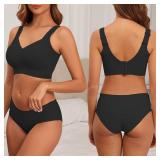 Wireless Bras for Women Full Coverage Bra Full Support and Lift No Underwire Back Smoothing Bralette Everyday Bra (Black,XL) - Retail: $20