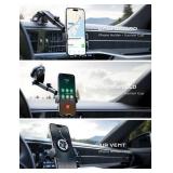 Wireless Car Charger, 15W Fast Charging Auto Clamping Car Charger Phone Mount Phone Holder fit for iPhone 16 15 14 13 12 Pro Max 11 XR XS, Samsung Galaxy S24 Ultra S23 S22 S21, S20, S10+, Black - Reta