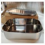 LunchBots Small Snack Packer Bento Box - Extra Small Divided Stainless Steel Snack Container - 2 Compartments for Fruits, Vegetables and Finger Foods - Dishwasher Safe â Stainless Lid - Retail: $