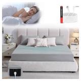 Grounding Sheets 12% Pure Silver Fiber 88% Organic Cotton Superior Earthing Fitted Sheet 400 Threads Earth Connected Bed Sheet with Grounding Cord and Test Pen (King 75 * 80 * 15inch Gray) - Retail: $