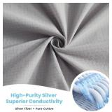 Grounding Sheets 12% Pure Silver Fiber 88% Organic Cotton Superior Earthing Fitted Sheet 400 Threads Earth Connected Bed Sheet with Grounding Cord and Test Pen (King 75 * 80 * 15inch Gray) - Retail: $