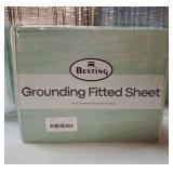 Grounding Sheets 12% Pure Silver Fiber 88% Organic Cotton Superior Earthing Fitted Sheet 400 Threads Earth Connected Bed Sheet with Grounding Cord and Test Pen (King 75 * 80 * 15inch Gray) - Retail: $