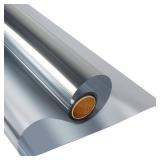Window Privacy Film One Way Daytime Privacy Static Cling Sun Blocking Anti UV Reflective Window Tint for Home and Office, Silver, 17.5 Inch X 6.5 Feet - Retail: $12