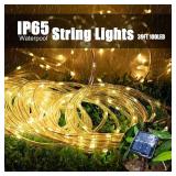 Solar Rope Light 2 Pack Waterproof IP65 39FT 100LEDs Outdoor LED Solar Outdoor Lights for Party Garden Yard Home Wedding Christmas Halloween Holiday Tree Decoration Lighting. ONE IS MISSING BACK COVER