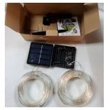 Solar Rope Light 2 Pack Waterproof IP65 39FT 100LEDs Outdoor LED Solar Outdoor Lights for Party Garden Yard Home Wedding Christmas Halloween Holiday Tree Decoration Lighting. ONE IS MISSING BACK COVER