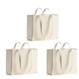 Canvas Tote Bag Reusable Grocery Bags with Long Shoulder Strap and Short Handle Foldable Heavy Duty Washable (3 Pack) - Retail: $20