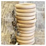 Wood Curtain Rings with Clips, Farmhouse Drapery Clips for 1.1-inch Curtain Rod Pole, Wooden Rings for Drapes (12-Pack, 1.42-inch Inner Diameter) - Retail: $17