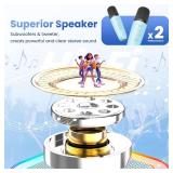 Mini Karaoke Machine for Kids Adults, Portable Bluetooth Speaker with 2 Wireless Karaoke Microphones, 2025 TOP Birthday for Girls 3,4,5,6,7,8+Year Old Toddler Toys Karaoke Player(Blue) - Retail: $19