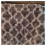 4x6 Geometric Shag Area Rug for Bedroom, Dark Grey and White High Pile Ultra Soft Plush Shaggy Furry Bedside Playroom Dorm Carpet, Non-Slip, Non-Shedding Indoor Floor Rug