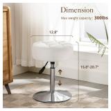 LUE BONA Adjustable Vanity Stool, 360 Swivel Chair for Makeup Room, White Faux Leather Stool for Bathroom & Living Room - Retail: $46
