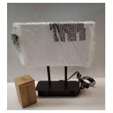 Bedside Touch Control Table Lamp with Dual USB Charging Ports 1 AC Outlet, 3 Way Dimmable Modern Nightstand Lamp with White Fabric Shade, Desk Lamp for Bedroom Living Room Office with 5000K LED Bulb -