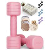 Adjustable Dumbbell Set 2LB 3LB 4LB 5LB Light Hand Weights for Women One-Twist Weight Adjustment Non-Slip Curved Grip Handle Free Weights for Home Gym, Rehab, Pilates, Yoga, Strength Training - Retail