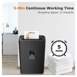 12-Sheet Cross Cut Paper Shredder, 5.5 Gal Home Office Heavy Duty Shredder for Paper, Credit Card, Mail, Staples, with Transparent Window, High Security Level P-4 (C275-A) - Retail: $65