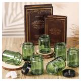 24 Pcs 6oz Glass Jars with Lids Leakproof Round Airtight Empty Cosmetic Jars with Inner Liners Lid for Storing Lotions Spices Ointments Candle Making Food Storage (Olive Green) - Retail: $36
