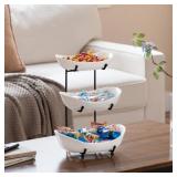 Fruit Bowl for Kitchen Counter - 3 Tier Ceramic Fruit Rack, Fruit Basket for Fresh Fruit&Veggies, Tiered Fruit Platter Serving Trays for Party - Retail: $40