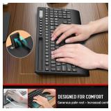 Wireless Keyboard and Mouse Combo - Full-Size Quiet Keyboard with Palm Rest, Phone Holder MISSING USB Dongles. - Retail: $20