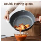 Nonstick Deep Frying Pan Skillet, 11-inch Saute Pan with Lid, Stay-cool Handle, Chef Pan Healthy Stone Cookware Cooking Pan, Induction Compatible - Retail: $50