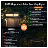 Solar Post Cap Lights Outdoor 12 Packs for 4x4 4.5x4.5 5x5 Vinyl/Wooden Posts, Waterproof Solar Powered Fence Post Light with Warm/Cool Lighting, Black 16LEDs Deck Cap Light for Garden, Patio, Porch -