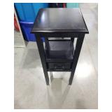 Black Wood Side Table with Drawer