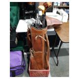Mixed Golf Club Set with Brown Leather Bag
