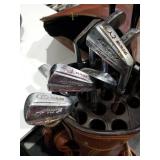 Mixed Golf Club Set with Brown Leather Bag