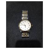 Two-Tone Metal Watch with Classic White Dial