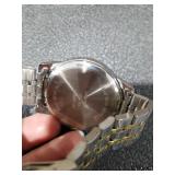 Two-Tone Metal Watch with Classic White Dial