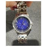 Blue Dial Silver Link Chronograph Watch