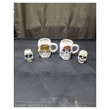 Cozumel Day of the Dead Skull Mugs and Figurines Set