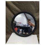 Round Black Beaded Wall Mirror