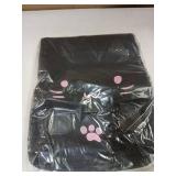 Demon Chest Black with Pink Cute Cat Embroidery Canvas Tote
